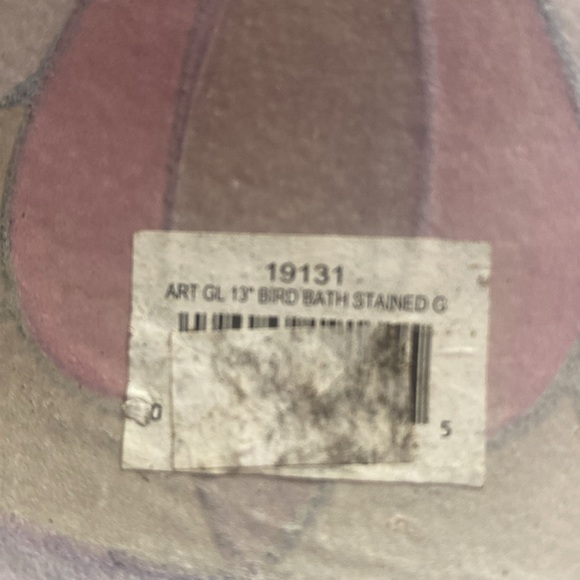 Bird Bath Display Dish Stained Glass Pattern Tiffany Inspired Multi-Color - Picture 10 of 11